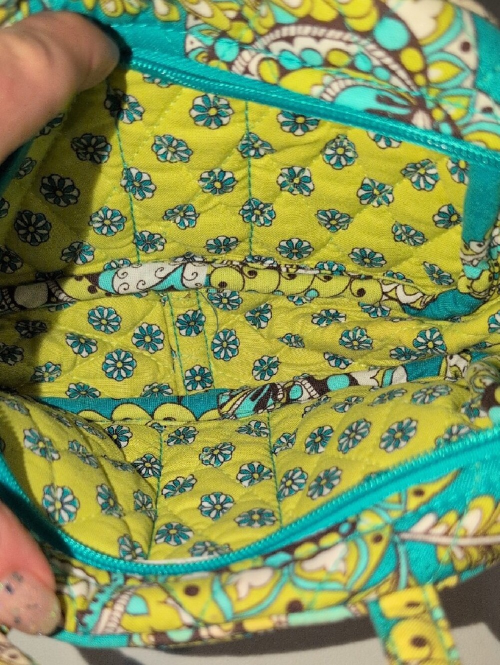 Vera Bradley Quilted Paisley Turquoise & Lime Small Purse - Retired Pattern - Picture 3 of 8